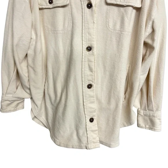 Free People Ruby Button‎ Front Shacket Jacket Champagne Dreams Ivory Oversized - Picture 4 of 7